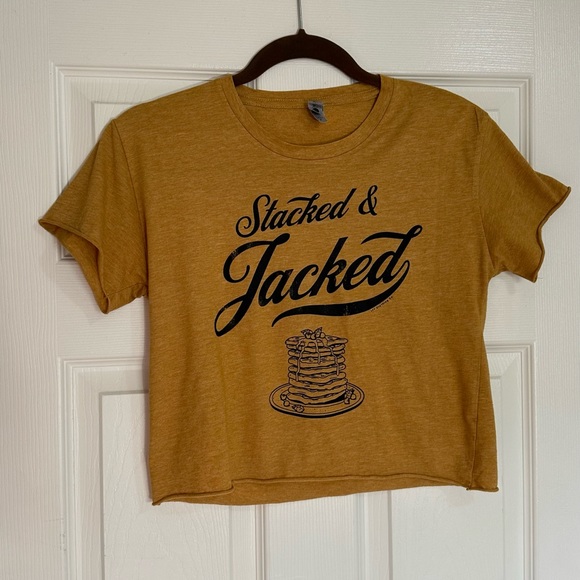 Tops - “Stacked and Jacked” Workout Cropped T-Shirt